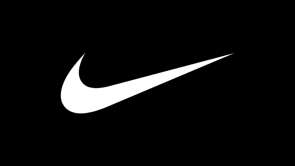 Logo de Nike en su versión moderna sin texto, mostrando el símbolo Swoosh en blanco